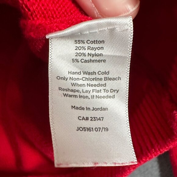 Talbots Sweater Womens Small Red Cashmere Blend Textured Yoke Knit Crewneck - Picture 6 of 8